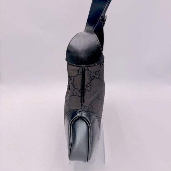 Auth Gucci Supreme Dark Brown Nylon Leather Trim Jackie Shoulder Bag Preloved Ex - Picture 6 of 16